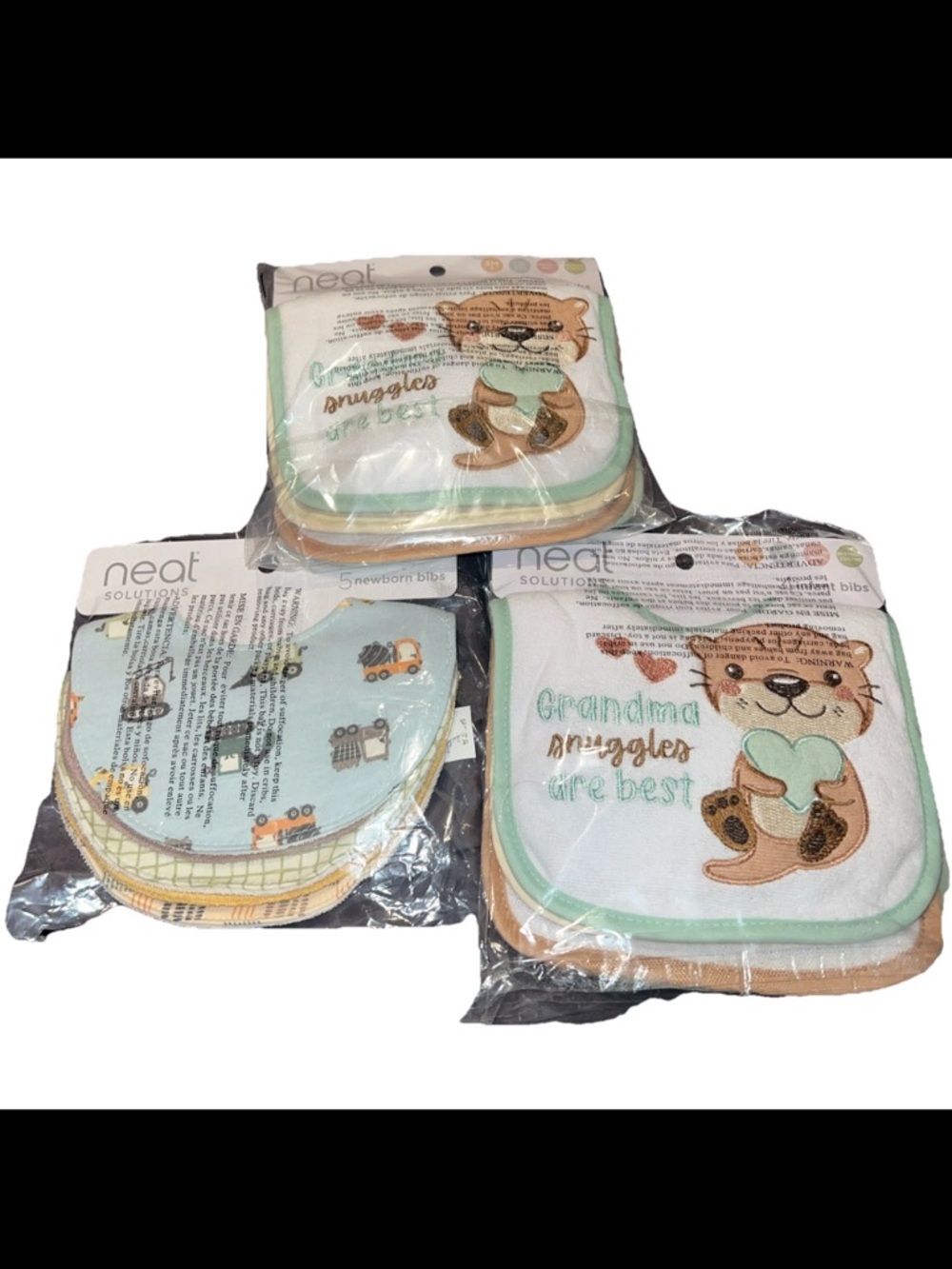 Neat Solutions New Neutral Infant Baby Bibs 2-4pk Grandma  1-5 Pk Newborn